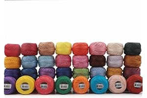AMOHilos 40 Colors Size 8 Double Mercerized Egyptian Long Staple Cotton Pearl Thread 5 Grams Ball Rainbow Color Embroidery Thread for Crochet Hardanger Cross Stitch Hand Embroidery (40D)
