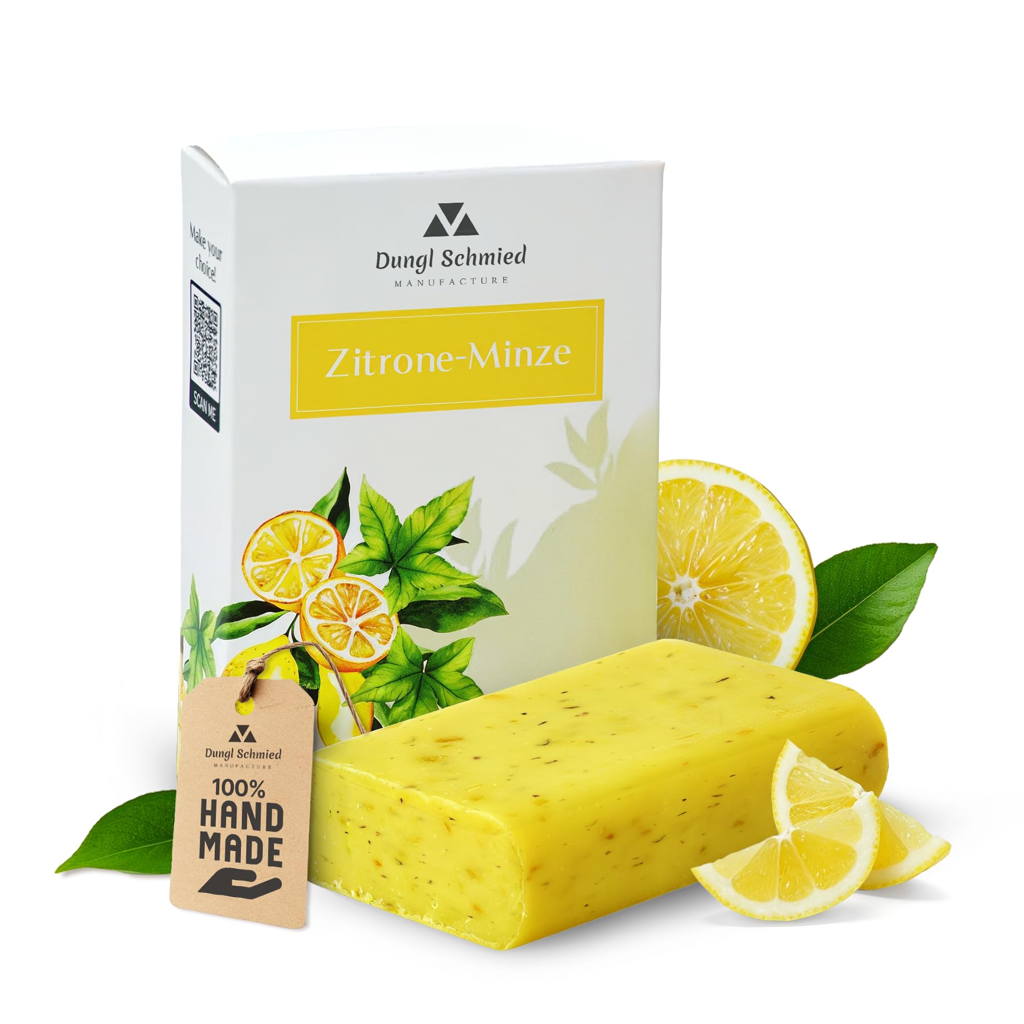 Dungl Schmied Lemon Mint Soap Handmade 100 g Soap Bar Without Palm Oil Vegan Natural Soap with Natural Ingredients For All Skin Types