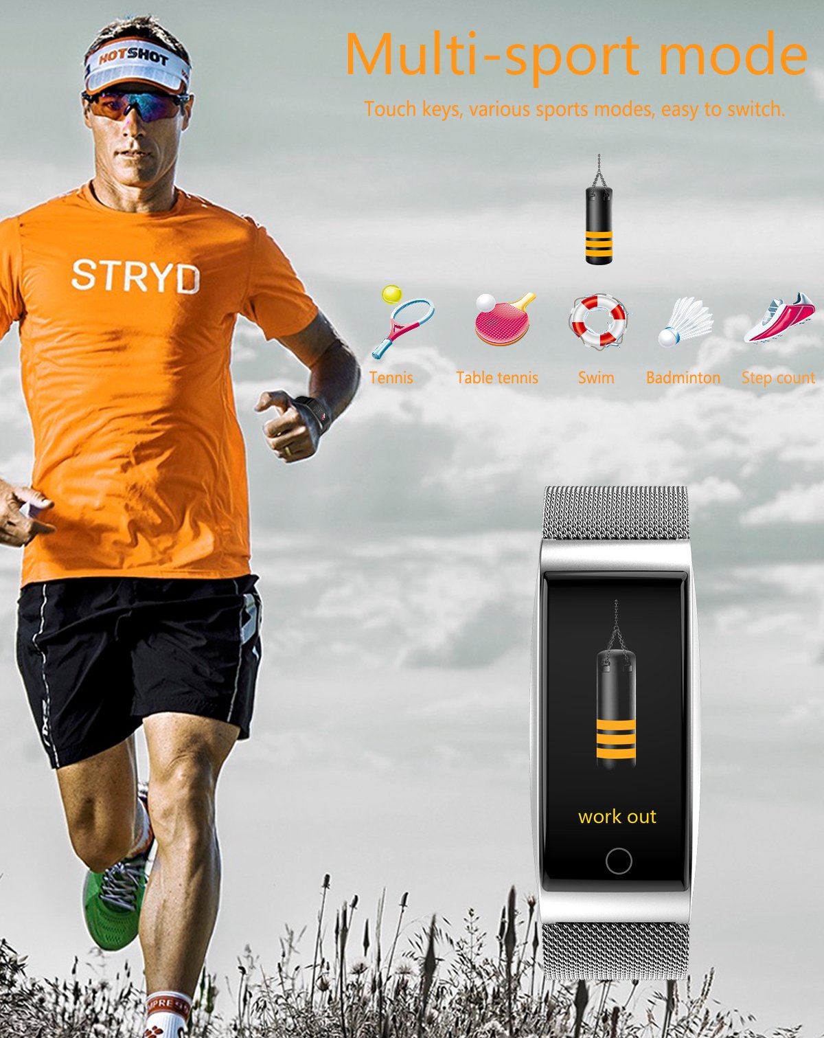 Fitness Trackers - Smart Watch - with Heart Rate Monitor, Waterproof Smart Fitness Band with Step Counter, Calorie Counter, Pedometer Watch for Step Counter for Women Kids Girls (Black)