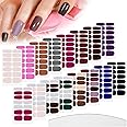 Maitys 224 Pieces 16 Sheets Full Wrap Nail Polish Strips Stickers Self Adhesive Glitter Gel Nail Strips Art Decals with File for Home Women DIY Decorations(Multicoloured)