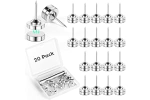 GOOLADA 20 Sets Magnetic Push Pins, Silver Magnetic Tacks, Thumbtacks for Hanging, Poster Hanger, Push Pin Plips, Thumb Tacks for Wall, Push Pins for Bulletin Board Cork Board, Cubicle Accessories