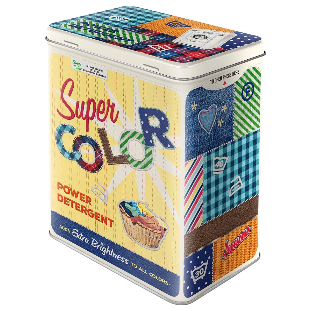 Nostalgic-Art Retro Storage Jar L Super Color Detergent - Gift Idea for Nostalgia Fans, Tin Tin with Aroma Lid, Vintage Design, 3 L
