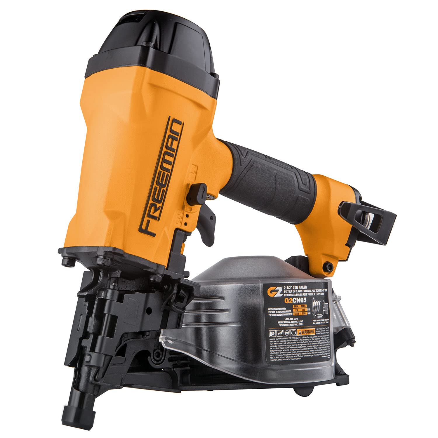 Photo 1 of Freeman G2CN65 2nd Generation Pneumatic 15 Degree 2-1/2" Coil Siding Nailer with Adjustable Metal Belt Hook and 1/4" NPT Air Connector
