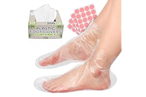 KETAR 200 Pcs Plastic Foot Covers for Feet – Leak-Proof, Ribbed Anti-Slip Design with 200 Stickers for a Secure Fit – Moisturizing Socks for Pampering, Paraffin Wax Bags | Self Care & Holiday Gifting