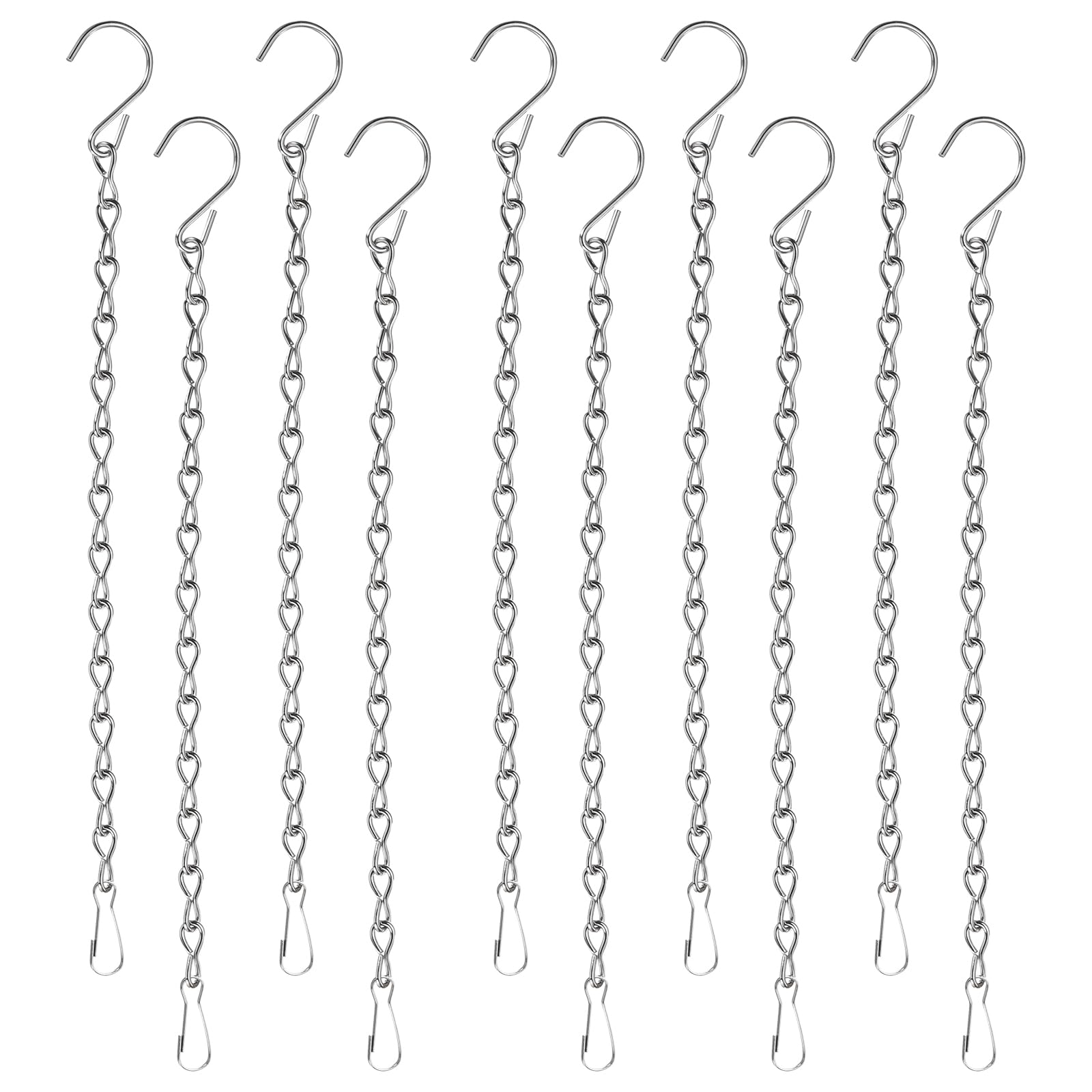 PATIKIL 9.5 Inch Hanging Chains, 10 Pcs Hanging Plants Basket Bird Feeder Wind Chimes Billboards Photo and Indoor and Outdoor Decor, Silver