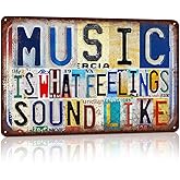 JBYMsign Vintage Music Room Wall Decor Inspirational Quotes Metal Sign Tin Signs Poster - Music Is What Feelings Sound Like