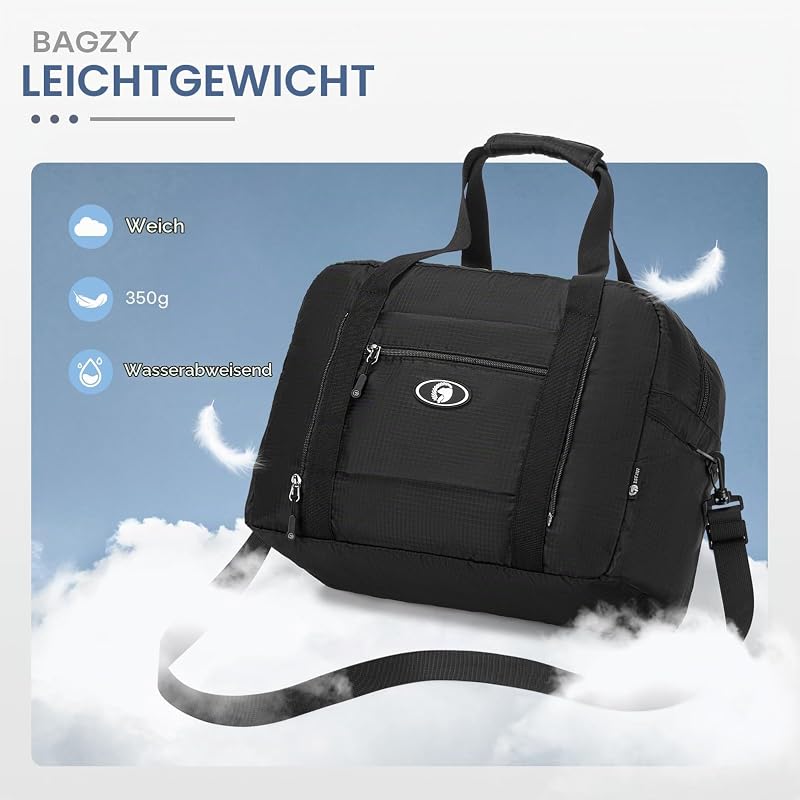 Ryanair Handgepäck 40x30x20 Wizz Air Faltbare Reisetasche 25L Handgepäck Flugzeug Tasche Wasserdicht Sporttasche Carry On Luggage Koffer für Weekender Hospital Kabine Handtaschen Herren Damen 2x