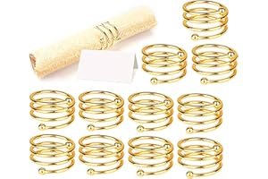 Napkin Ring, 6/12 Pcs Metal Napkin Buckle Holder for Wedding Party Dinner Table Decoration(12 PCS-Spiral,Gold)