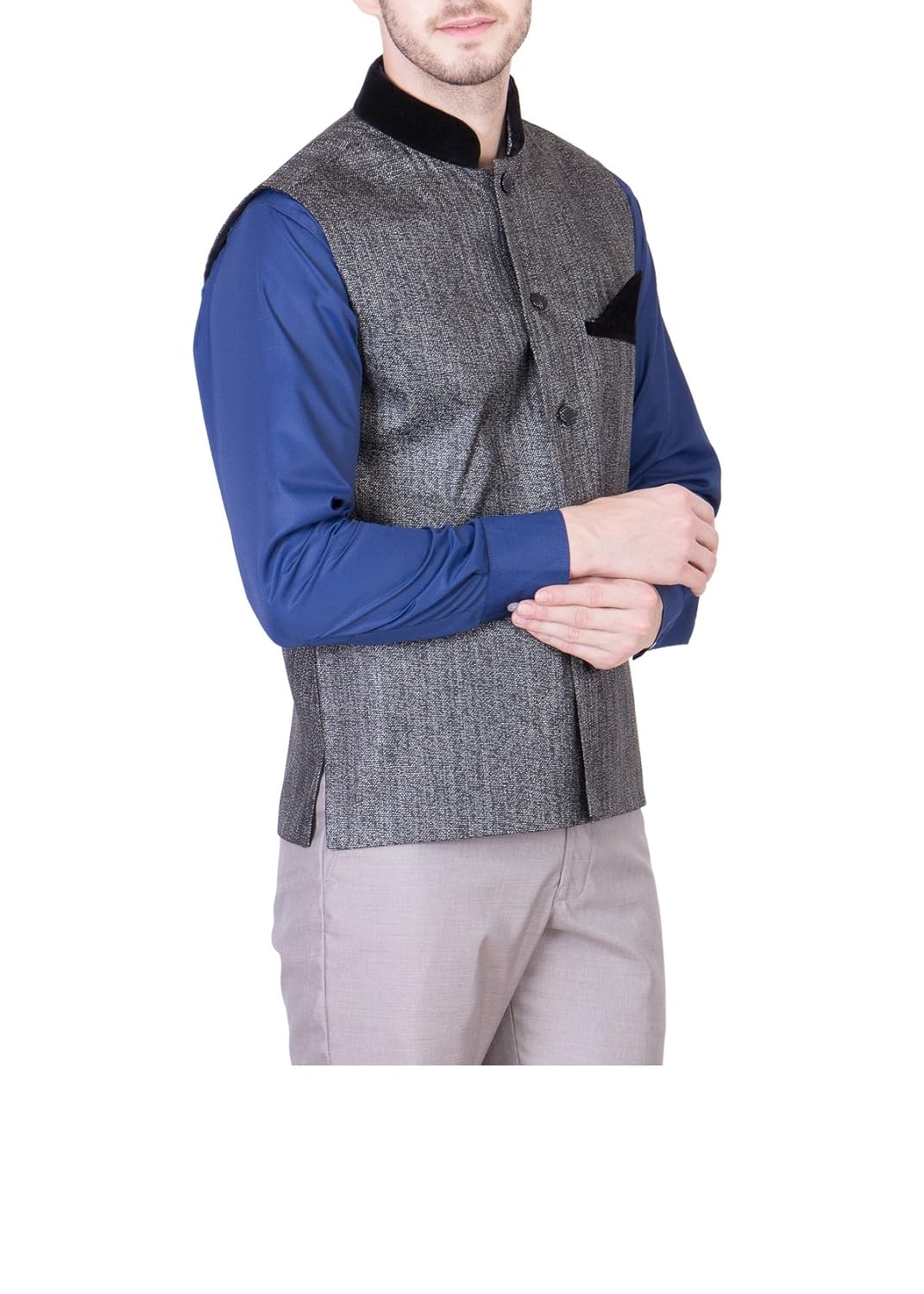 akaas merchandise men jute nehru jacket waistcoat (35-8hkq-vehf_grey_s)