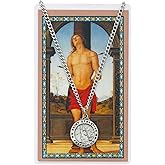 St Sebastian Prayer Card With Medal Christian Pendant Charm Patron Saint Catholic