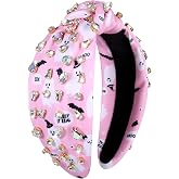 PHALIN Halloween Headband for Women Halloween Accessories Rhinestone Candy Corn Pumpkin Ghost Knotted Headband Costume Party Gifts (Pink Ghost)