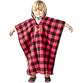 Birdy Boutique Car Seat Poncho for Kids – Reversible Warm Blanket with Hoodie – Safe to Use Over Seat Belts – Easy On, Easy Off, and Doesn’t Impact Seat Performance - Deer and Buffalo Plaid – One Size