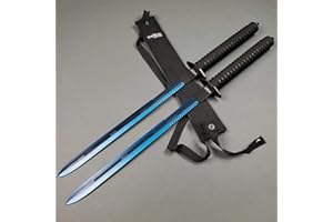 OTAKUMOD 25" Twin Fixed Blade Machetes Set. Spear Style Stainless Steel Blade. for Camping, Hunting, Outdoor Activit Use, Collection, Gift (Blue)