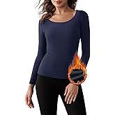 Bonneuitbebe Women Long Sleeve Thermal Shirt Fleece Lined Undershirt Ultra Soft Base Layer Tops for Women Cold Weather