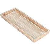 MAONAME Wash White Bathroom Vanity Tray, Rustic Long Narrow Tray, Rectangle Farmhouse Wood Trays, Countertop Organizer Trays for Candle, Perfume, 12.2" x 5"