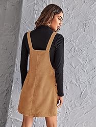 Floerns Women's Corduroy Button Down Pinafore