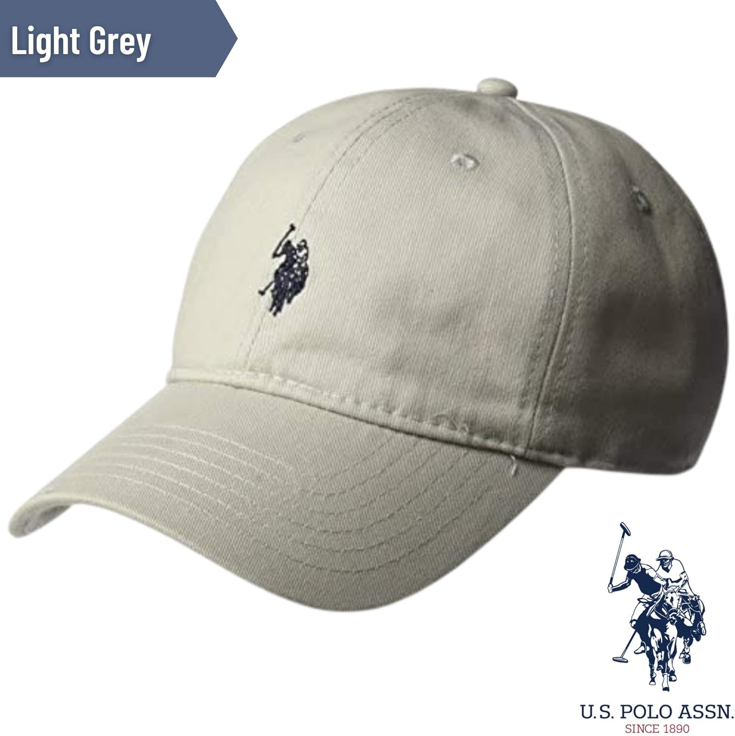 U.S. Polo Assn. Small Pony Logo Baseball Hat, Adjustable Cap Light Grey at  Men’s Clothing store