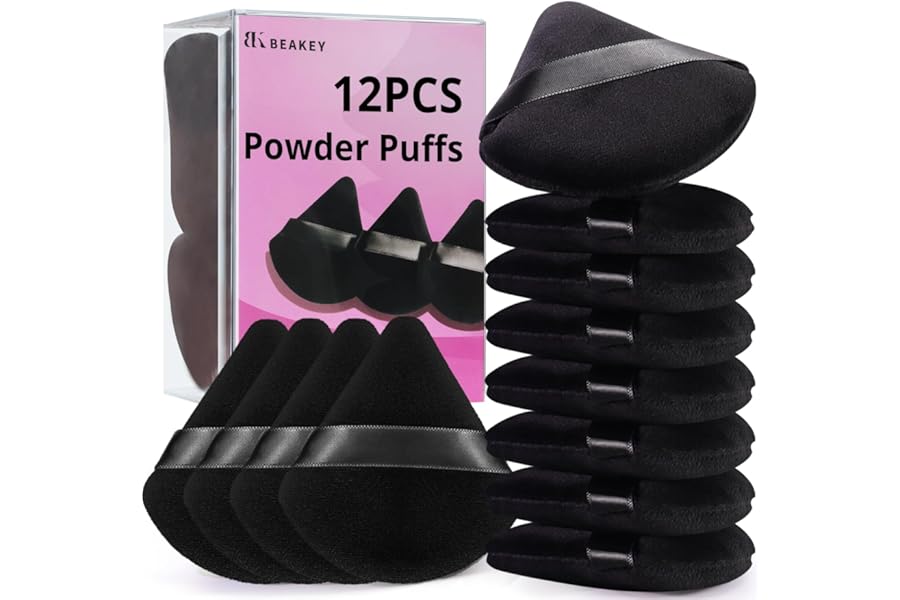 BEAKEY 12pcs Powder Puffs for Face Powder Triangle Powder Puff for Loose and Cosmetic Foundation, Makeup Puff for Contouring, Cloud Kiss Beauty Makeup Tools, Stocking Stuffers for Women