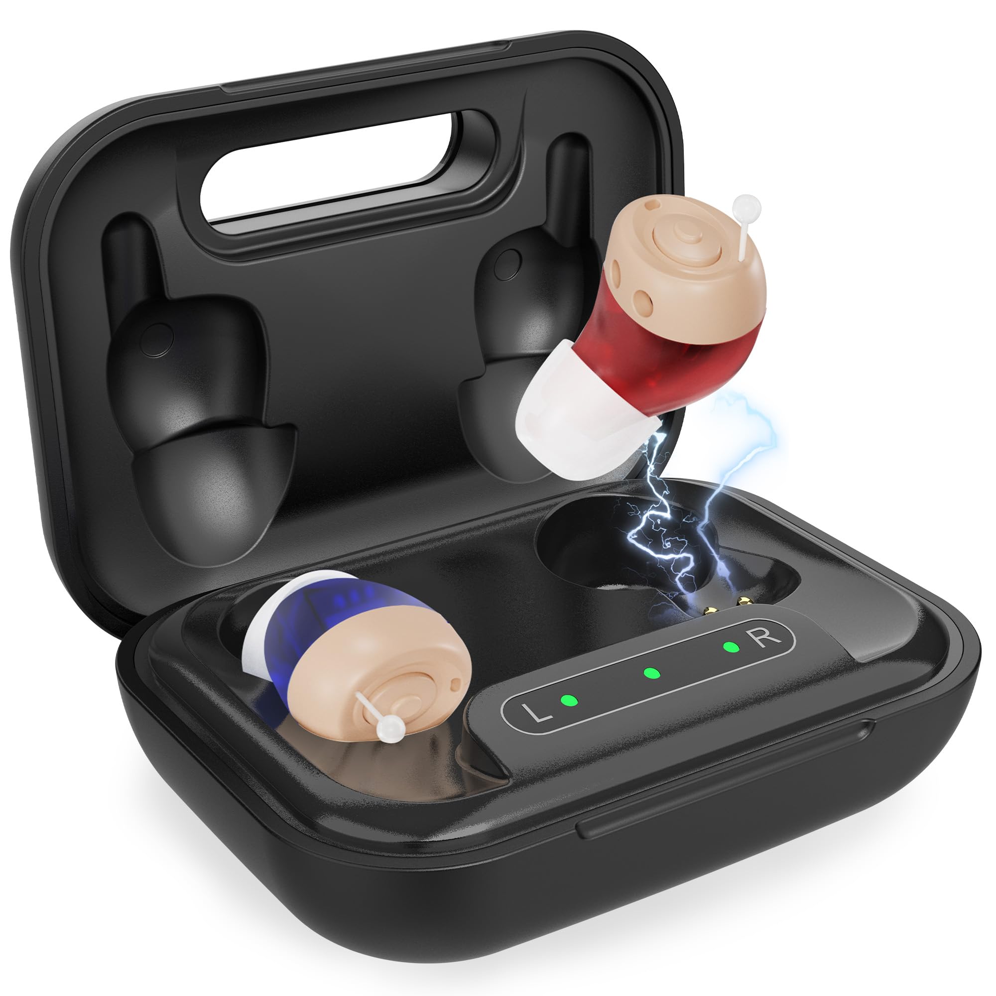 Photo 1 of CUEME Hearing Aids for Seniors - Hearing aids with Smart Noise Cancelling Chip, Clear Sound, Up to 48 Hours of Battery Life, 4 Sizes of Earbuds, Portable Charging Case Included, Automatic On/Off