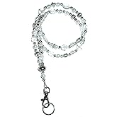 Hidden Hollow Beads Women's Pearl Lanyard Strong Beaded Made in USA ID Badge Card Holder Teacher Nurse Cruise Keys Keychain Phone