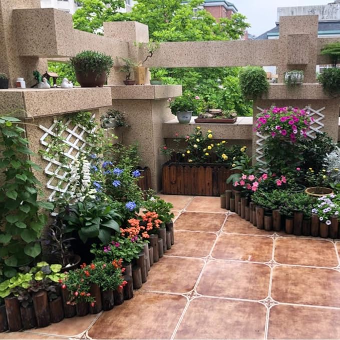 ZHANWEI Valla de jardín De Madera Estaca Redonda Bordura de jardín ...