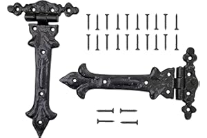 Adonai Hardware "Adonijah" Antique Cast Iron Strap T Hinge (7.9" x 2 Pack, Matte Black) for Barn Doors, Gates, Kitchen Cabinets, Sheds, Wooden Box, Furniture, Cedar Chest and Trunks