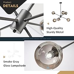 BOKT 6 Lights Modern Glass Globe Sputnik Chandelier
