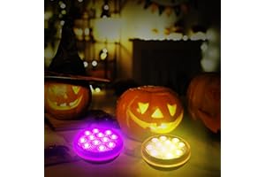 TEPENAR Rechargeable Pool Lights with Remote: (2Pack) Submersible Led Light Battery Operated Waterproof Magnetic Pumpkin Lights 16 Color Changing Jack O Lantern Light for Pond Bathtub Halloween Decor