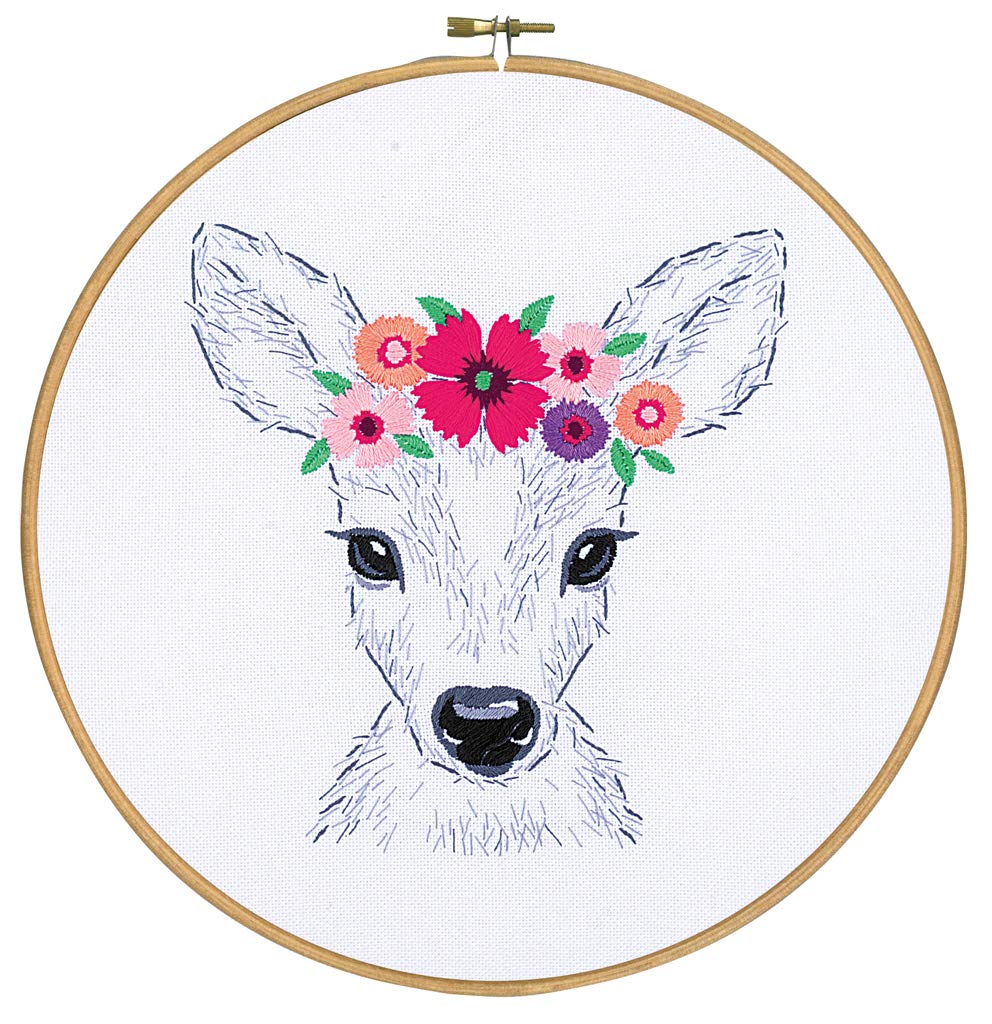Vervaco Embroidery Kit: Deer with Flowers, Cotton, NA, 6 x 20cm