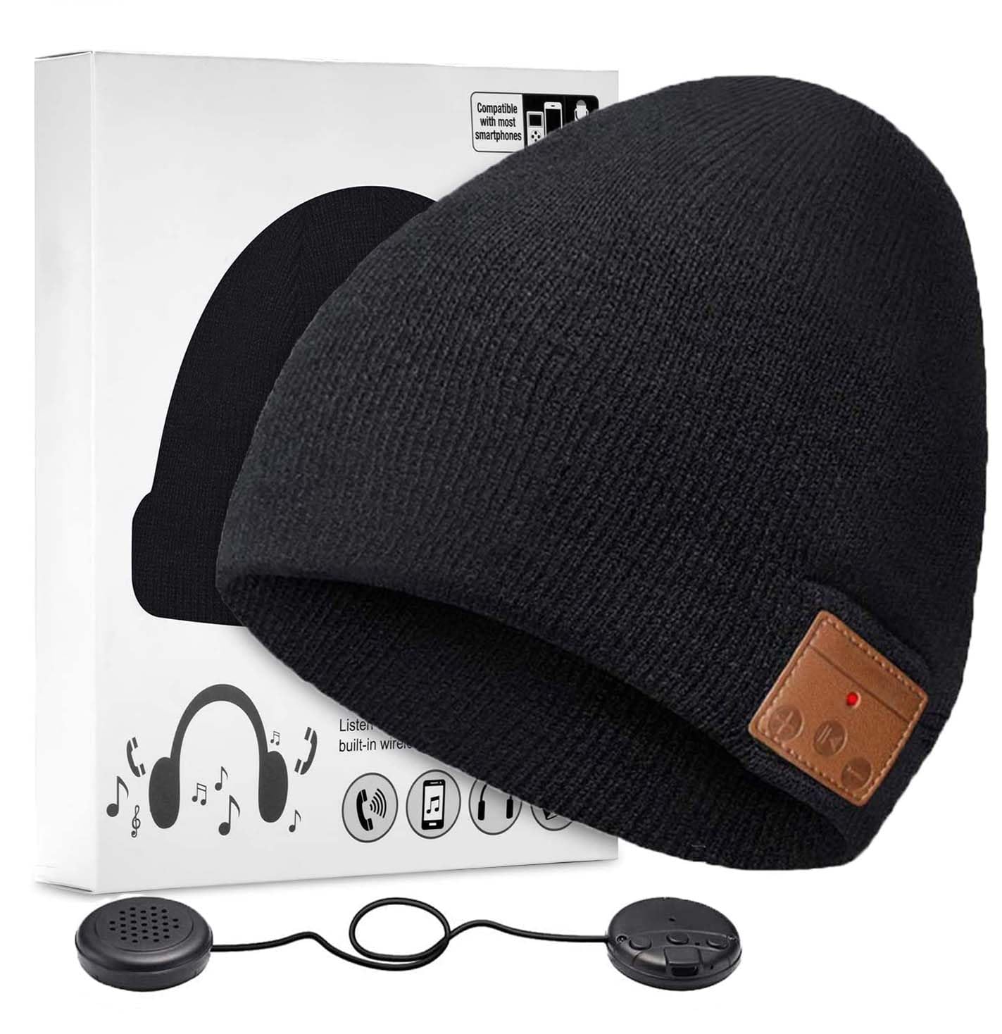 ZRUHIG Bluetooth Beanie Hat, Bluetooth Winter Music Hat Knit Running Cap Men with Stereo Speakers Wireless Hats Unique Gift for Women/Men(Black01)