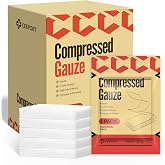 Ceeport Sterile Compressed Gauze with Z-Folded, 6 Individual Pack, 6-Ply | 4.5" x 4.1 Yards Compression Bandage, 100% Cotton wound packing Gauze for Emergency Wound Dressing, First Aid and Trauma Kit