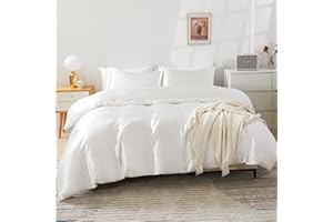 HOdo Home Satin Duvet Cover Queen Size, 3 Piece Silk Like Comforter Cover, Ultra Soft and Breathable Bedding Set with Zipper Closure & Corner Ties