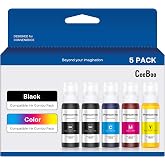CEEBOO Compatible Ink Bottle Replacement for Epson 522 (Not Sublimation Ink), Use for EcoTank ET-2803 ET-2800 ET-2720 ET-4800 printer, 2 Black,Cyan,Magenta,Yellow, High Capacity 5 Bottles