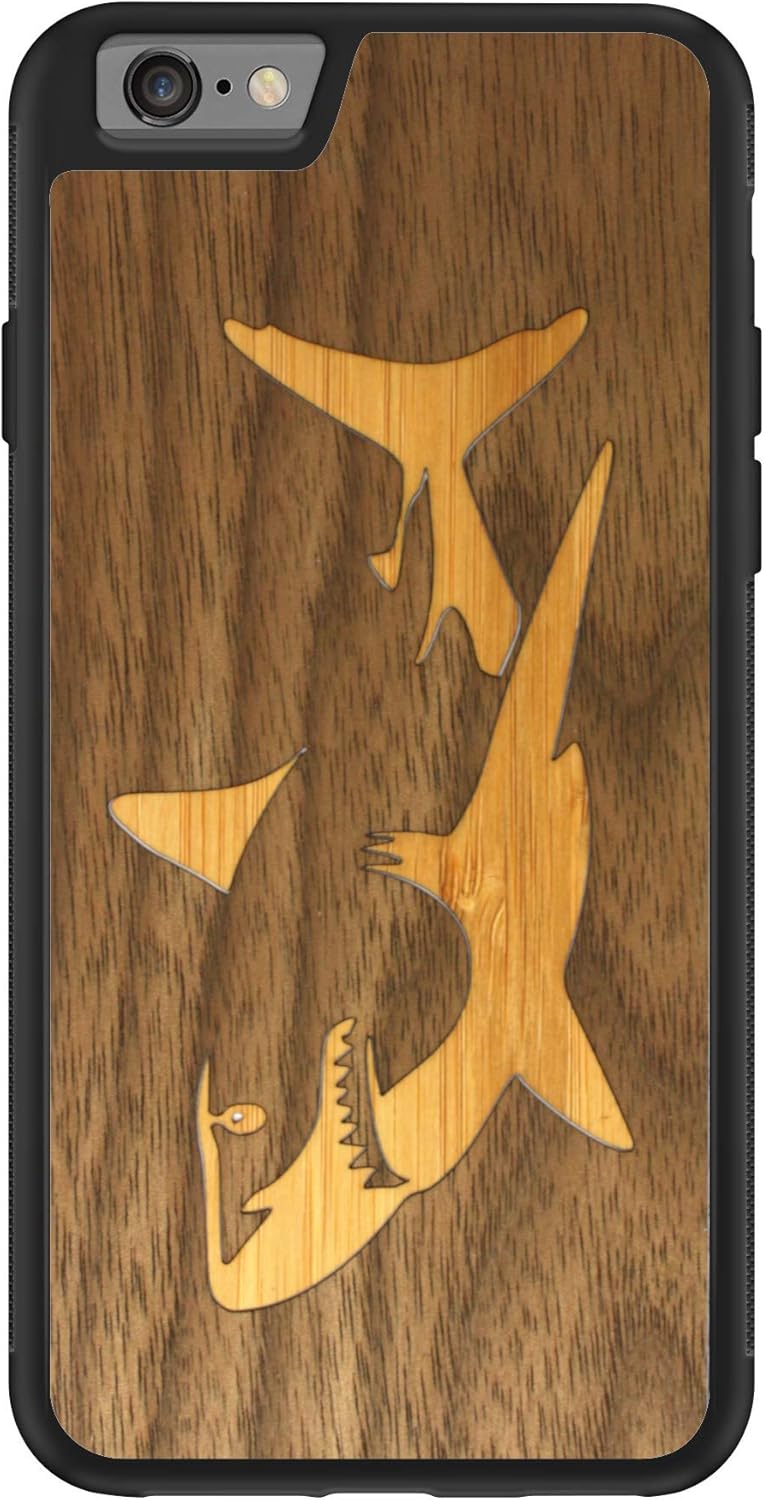 Wooden Phone Case (Bamboo Shark in Black Walnut Ocean) Compatible with iPhone 6, iPhone 6s