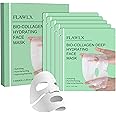 Flawlx Bio-Collagen Real Deep Hydrating Face Mask | Pore Minimizing | Elasticity Boosting | Biocollagen Face Mask, With Natural Ingredients | Overnight Hydrogel Mask 45g (5-Pack)