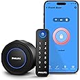 Philips WiFi Smart Lock with Fingerprint Keypad, Turn Your Existing Deadbolt into Smart Door Lock, Built-in WiFi, APP Remote Control, Keyless Entry Door Lock, Auto-Locking, Status Logging, Black