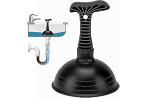 SteadMax XTS-55-PRO Sink Plunger, Commercial Grade, Powerful 5" Large Rubber Cup for Clogged Kitchen, Sink, Shower, and Bathroom Drains (1 Pack)