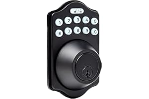 Amazon Basics Electronic Keypad Deadbolt Door Lock with Touch-Control Keyless Entry, Keyed Entry Option, Traditional, Matte Black, 1-Pack