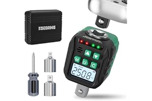 KOEORWS 1/2-Inch Digital Torque Adapter, 12.54-250.8 Ft.lb/17-340 N.m, Electronic Torque Wrench Converter with ±2% Accuracy, Preset Function, Data Storage, 3/8” & 1/4” Adapter for Bike, Moto, Car