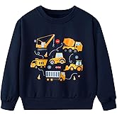 Funnycokid Toddler Boys Sweatshirts Kids Truck Construction Pullover Crew Neck 2-6 Years