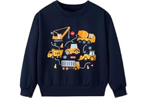 Funnycokid Toddler Boys Sweatshirts Kids Truck Construction Pullover Crew Neck 2-6 Years