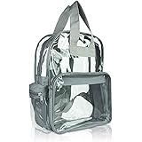 DALIX Clear Backpack Bags Smooth Plastic Light Gray Transparent See Through