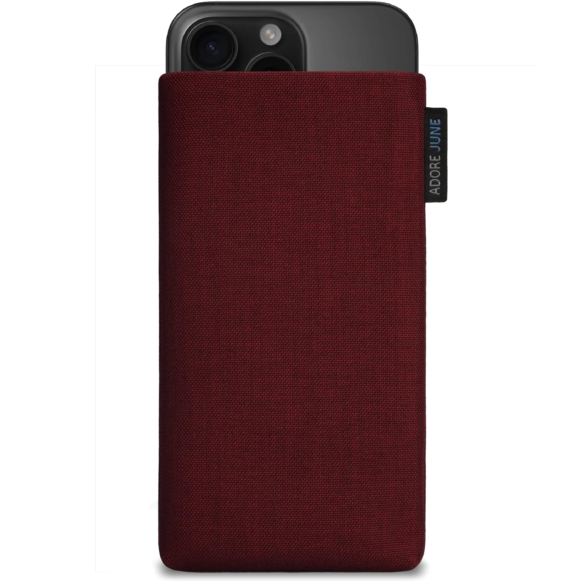 Adore June Classic Bordeaux Red Case, Compatible with iPhone 16 Pro 2024, Mobile Phone Case Made of Durable Cordura Fabric with Display Cleaning Effect, Made in Europe