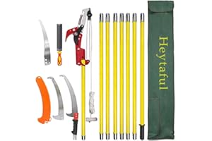 Heytaful 26 Feet Tree Pole Pruner Manual Pole Saw Branches Trimmer Long Handle Tree Pole Saw (Yellow)