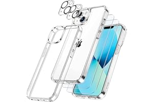 JETech 5 in 1 Case for iPhone 13 Mini 5.4-Inch, with 2-Pack Screen Protector and 2-Pack Camera Lens Protector, Non-Yellowing,