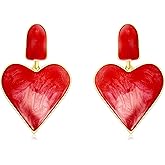 Handmade Heart Dangle Drop Earrings for Women Girls Colorful S925 Sterling Silver Post Love Geometric Aesthetic Statement Earrings for Women Gift for Her