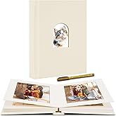Remowith Premium Small Photo Album 4x6 with 20 Pockets, Linen Cover Memory Book with Writing Space Ideal for Wedding Photo Albums, Baby Books, and Travel Journals, Beige