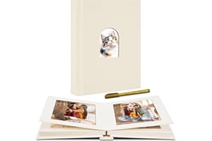 Remowith Premium Small Photo Album 4x6 with 20 Pockets, Linen Cover Memory Book with Writing Space Ideal for Wedding Photo Albums, Baby Books, and Travel Journals, Beige