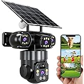 KEPEAK Solar Security Camera Outdoor Wireless, Triple-Lens WiFi Camera 2.4G, Battery Powered Outdoor Camera Wireless, Color Night Vision, PIR Human Detection, 2-Way Talk for Home Yard Garage
