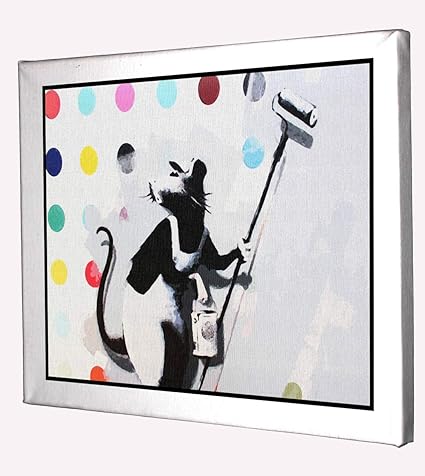 Amazon バンクシー Banksy ダミアンハースト キャンバス キャンバスアート ネズミ Mouse カラフル Colorful Brush ポスター 模写 キャンバス キャンバス用品 通販